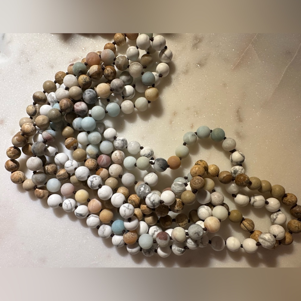 Unique long bead necklace